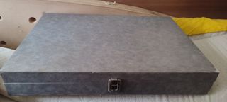 Caja doble espacio para cubiertos forrada tela