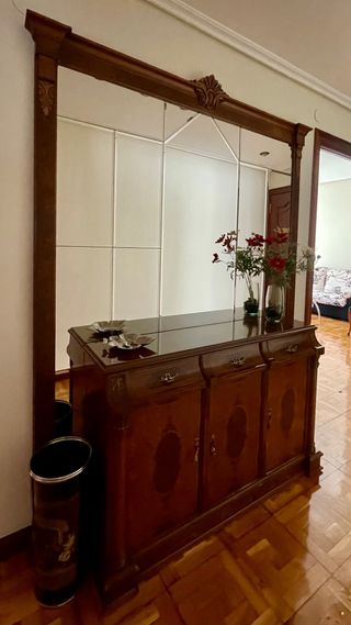 Mueble entrada espejo clásico madera