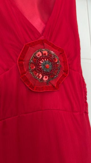 Fiesta Vestido rojo midi seda