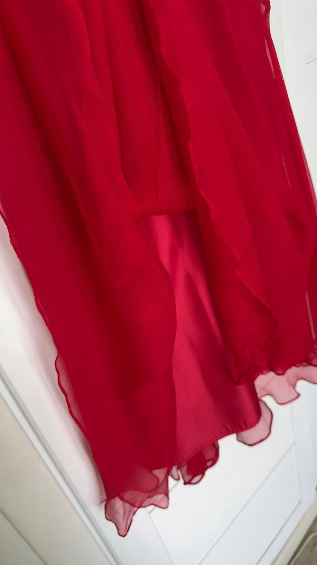 Vestido rojo midi seda