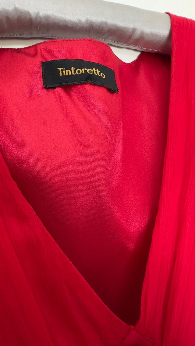 Vestido rojo midi seda