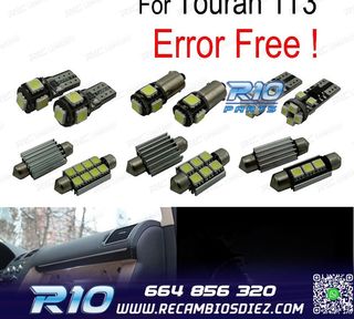 KIT 13 BOMBILLAS LED INTERIOR PARA VOLKSWAGEN VW TOURAN 1T3 