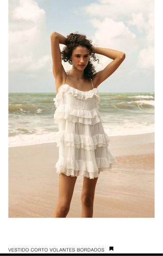Vestido ZARA blanco - volantes