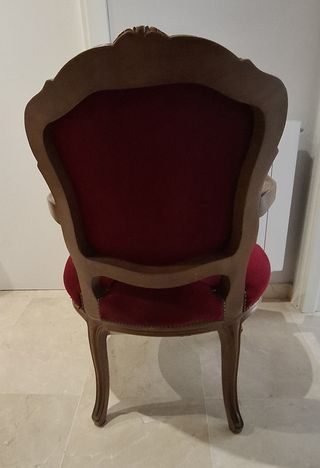 Butaca vintage Luis XV - Madera tallada y tapizado
