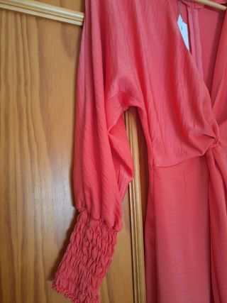 Vestido Cayro coral - fruncido, nudo