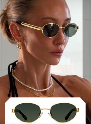 Gafas sol redondas doradas tipo Celine