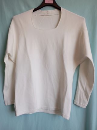 Jersey blanco mujer manga larga