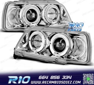 FAROS RENAULT CLIO 90-95 OJOS ANGEL FONDO CROMO