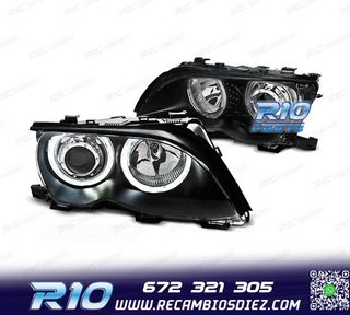 FAROS BMW E46 OJOS ANGEL LED CCFL 4 PUERTAS 01-05 FONDO NEGR