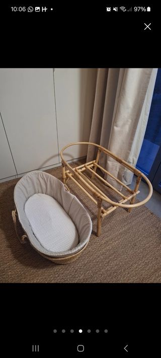 Culla moisè in vimini per neonato (senza supporto in bambù)