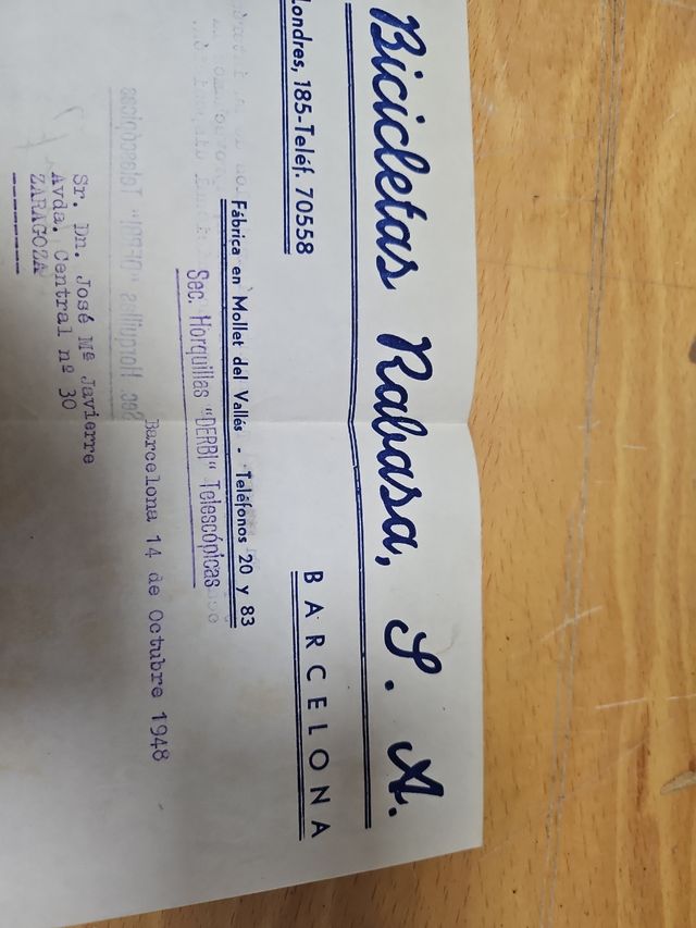Catálogo Derbi RABASA Horquilla Telescópica 1948