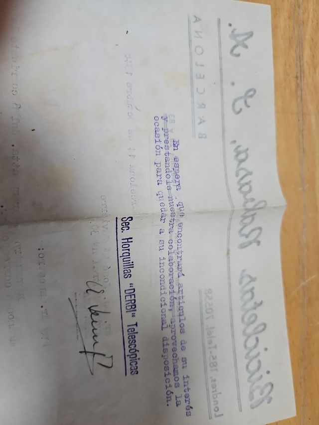 Catálogo Derbi RABASA Horquilla Telescópica 1948