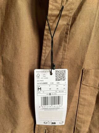 Camisa Mango algodón 100%. Color marrón - Talla M