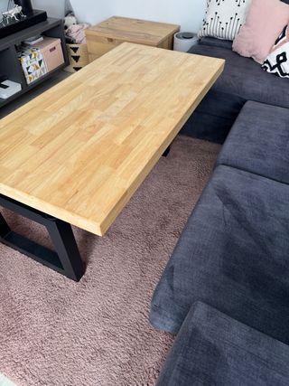 Mesa centro elevable madera roble maciza