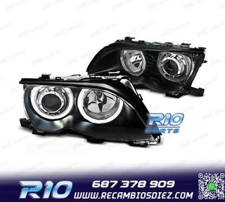 FAROS BMW E46 OJOS ANGEL LED CCFL 4 PUERTAS 01-05 FONDO NEGR