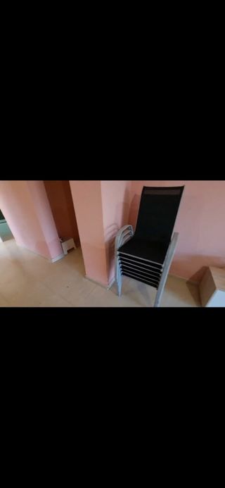 Mesa y 8 sillas jardín - Negro/Plata