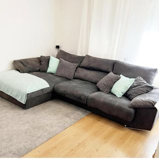 Sofá chaise longue microfibra gris