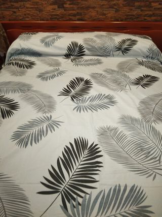 Colcha cama grande - reversible - gris, blanca