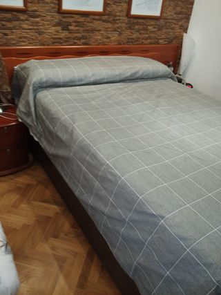 Colcha cama grande - reversible - gris, blanca