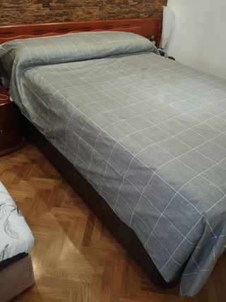 Colcha cama grande - reversible - gris, blanca