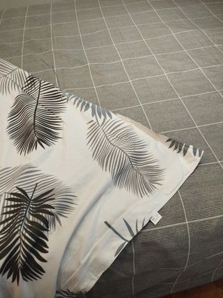 Colcha cama grande - reversible - gris, blanca