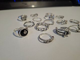 Lote de 15 Anillos de mujer - Plata Vintage nuevos