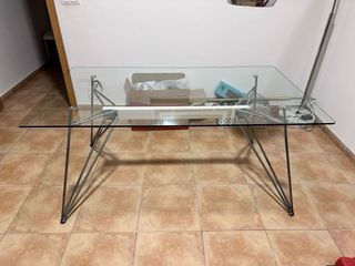 Mesa cristal moderna - metal