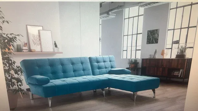 SOFA CAMA NUEVO AZUL TERCIOPELO