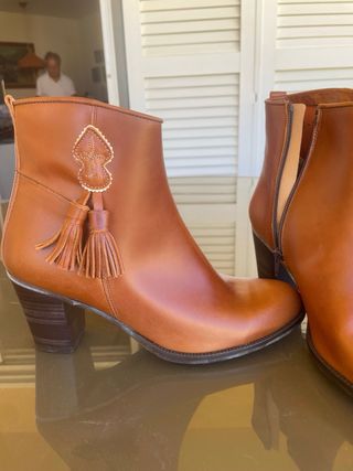 Botines de cuero marrón - Talla 40