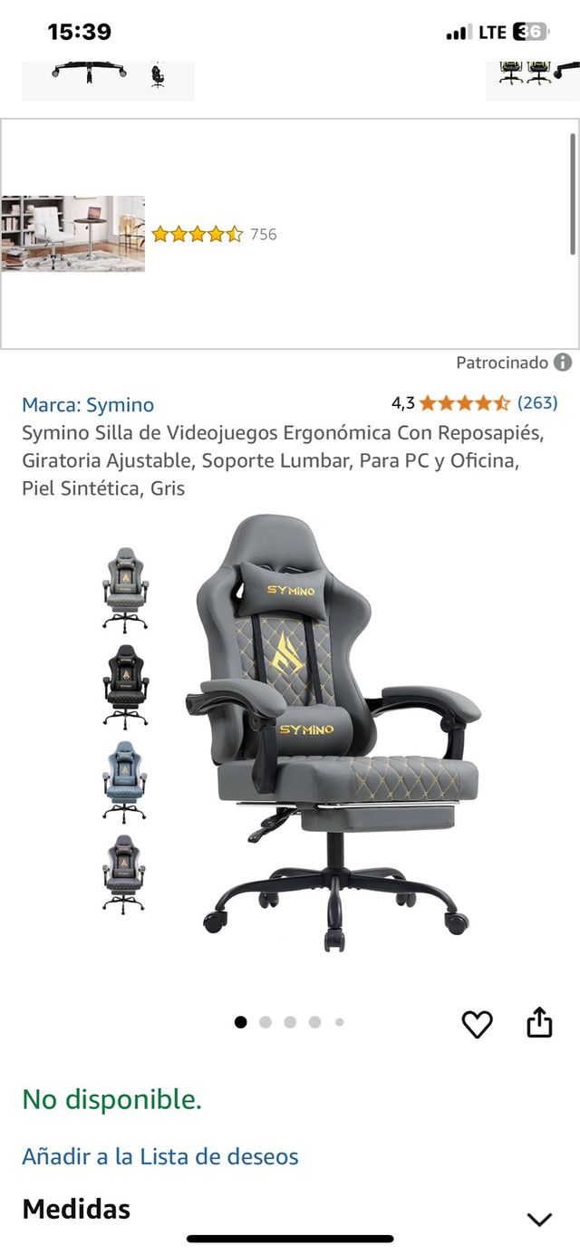 Silla Gaming Symino Gris