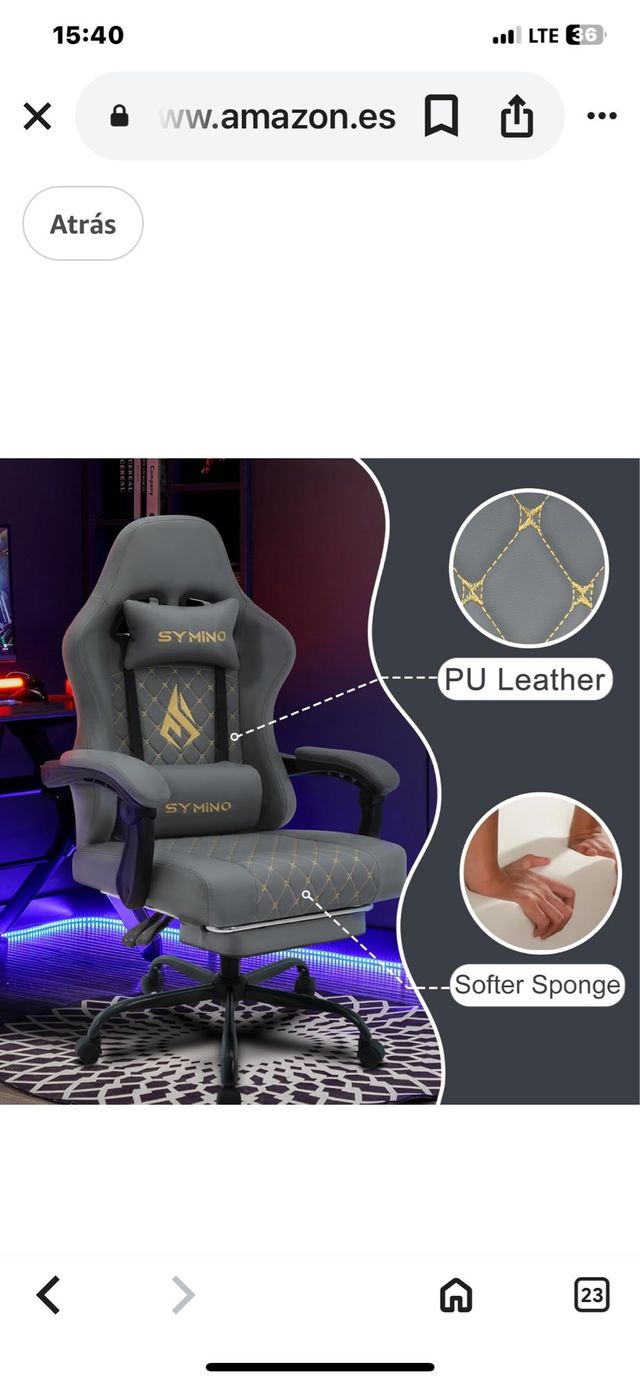 Silla Gaming Symino Gris