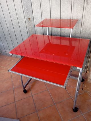 Escritorio cristal rojo - Moderno