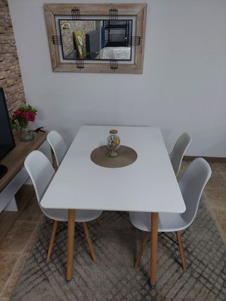 Mesa comedor 4 sillas - blanca