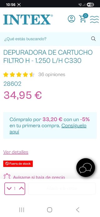 Urge!Piscina Intex 260x160+ depurad 1250lh+suelo