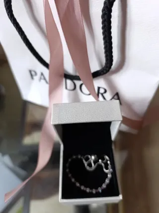 Pulsera Pandora Plata Rosa con caja y bolsa regalo