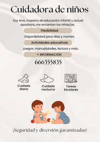 Cuidadora de niños/as en Murcia