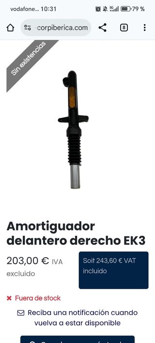 Amortiguador HorwinEK3 Delantero Derecho,izquierdo
