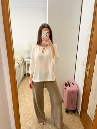 Blusa Zara blanca - media manga
