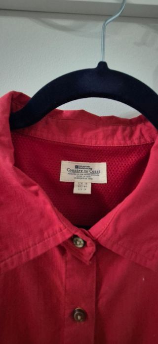 Camisa roja manga corta mujer