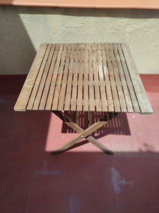 Mesa y 2 sillas terraza exterior - madera