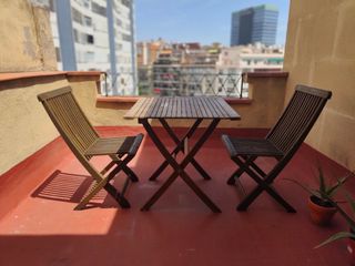 Mesa y 2 sillas terraza exterior - madera