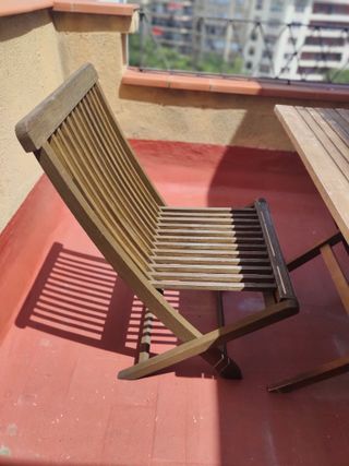 Mesa y 2 sillas terraza exterior - madera
