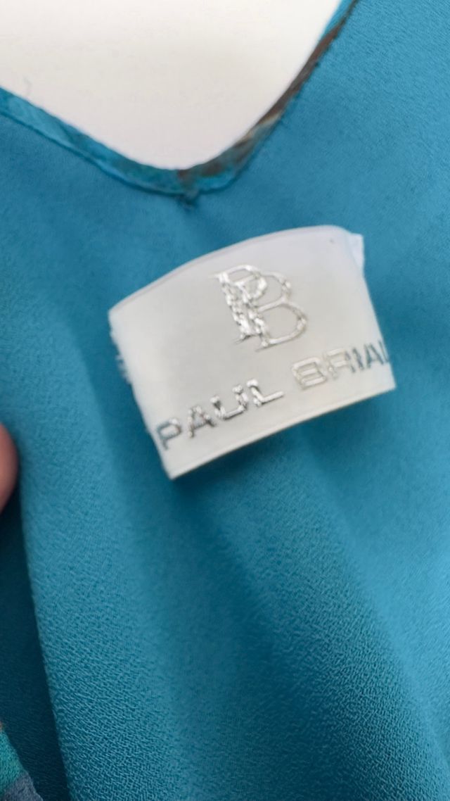 Vestido largo seda azul turquesa