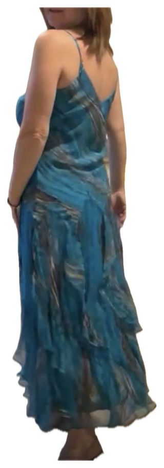 Fiesta Vestido largo seda azul turquesa