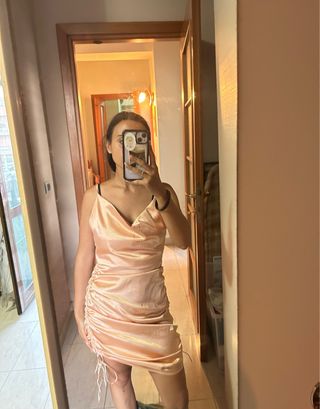 Vestito rosa pesca - Scollo a V