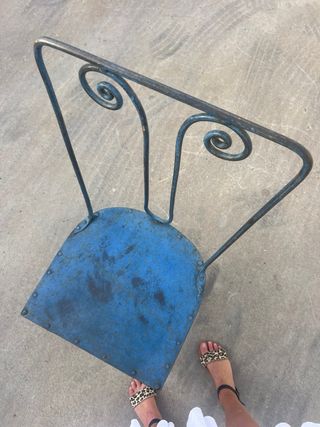 Silla vintage metalica azul