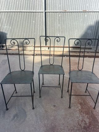 Silla vintage metalica azul