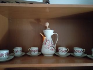 Juego café porcelana 6 tazas + jarra