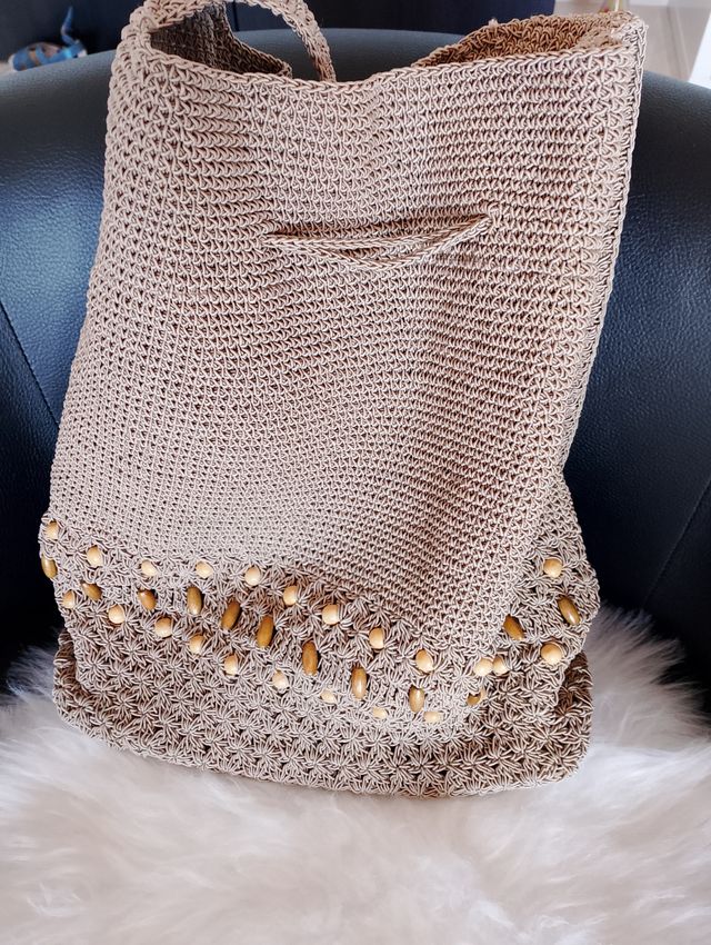 Bolso crochet beige