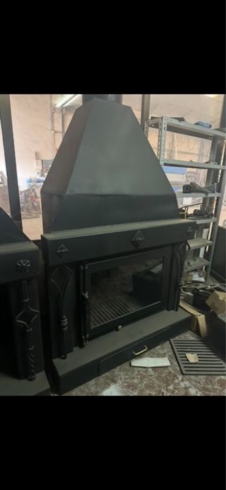 Chimenea leña - Negra, cristal